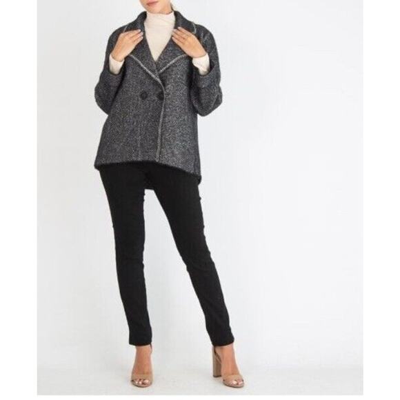 Contemporaine Par Simons Cocoon One Button Jacket Stretch Knit Double Breast Med - Picture 4 of 11